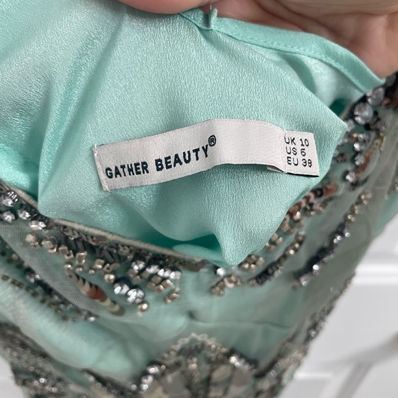 Gather Beauty Green Embellished Dress Sz 6 - Picture 7 of 16